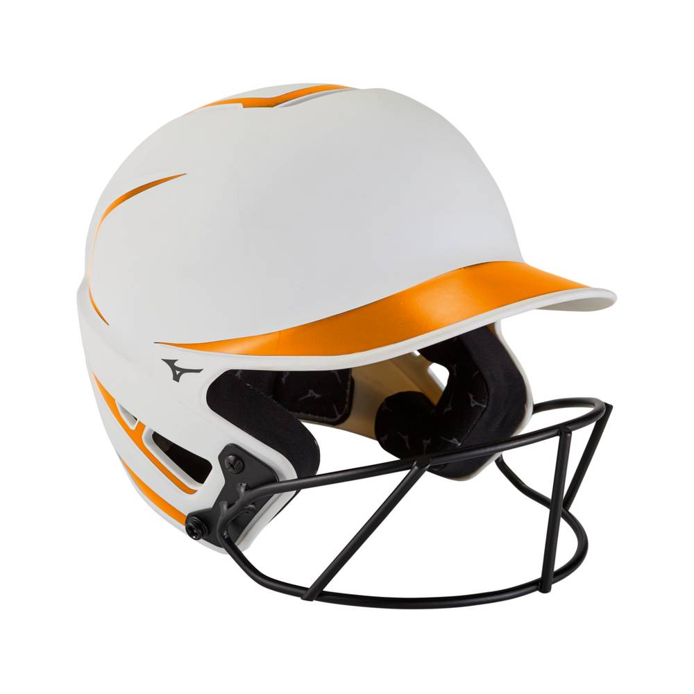 Mizuno Women's F6 Fastpitch Softball Batting Helmet White/Orange (380392-RMT)